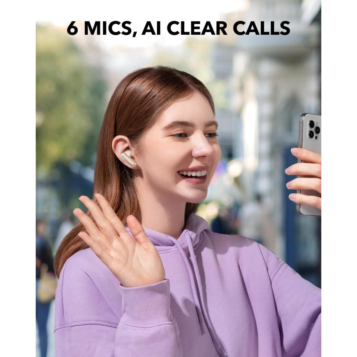 Soundcore P40i by Anker ,White, Noise Cancelling Wireless Earbuds, Adaptive Noise Cancelling to Environments, Heavy Bass, 60H Playtime, 2-in-1 Case and Phone Stand, IPX5, Wireless Charging, Bluetooth 5.3