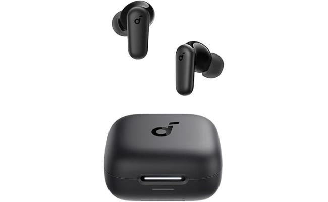 Soundcore by Anker R50i NC Wireless Bluetooth Earphones, Powerful and Smart Noise Cancelling, Powerful Bass, 45 Hours Playtime, 2-in-1 Case and Phone Stand, IP54, Bluetooth 5.4, Black
