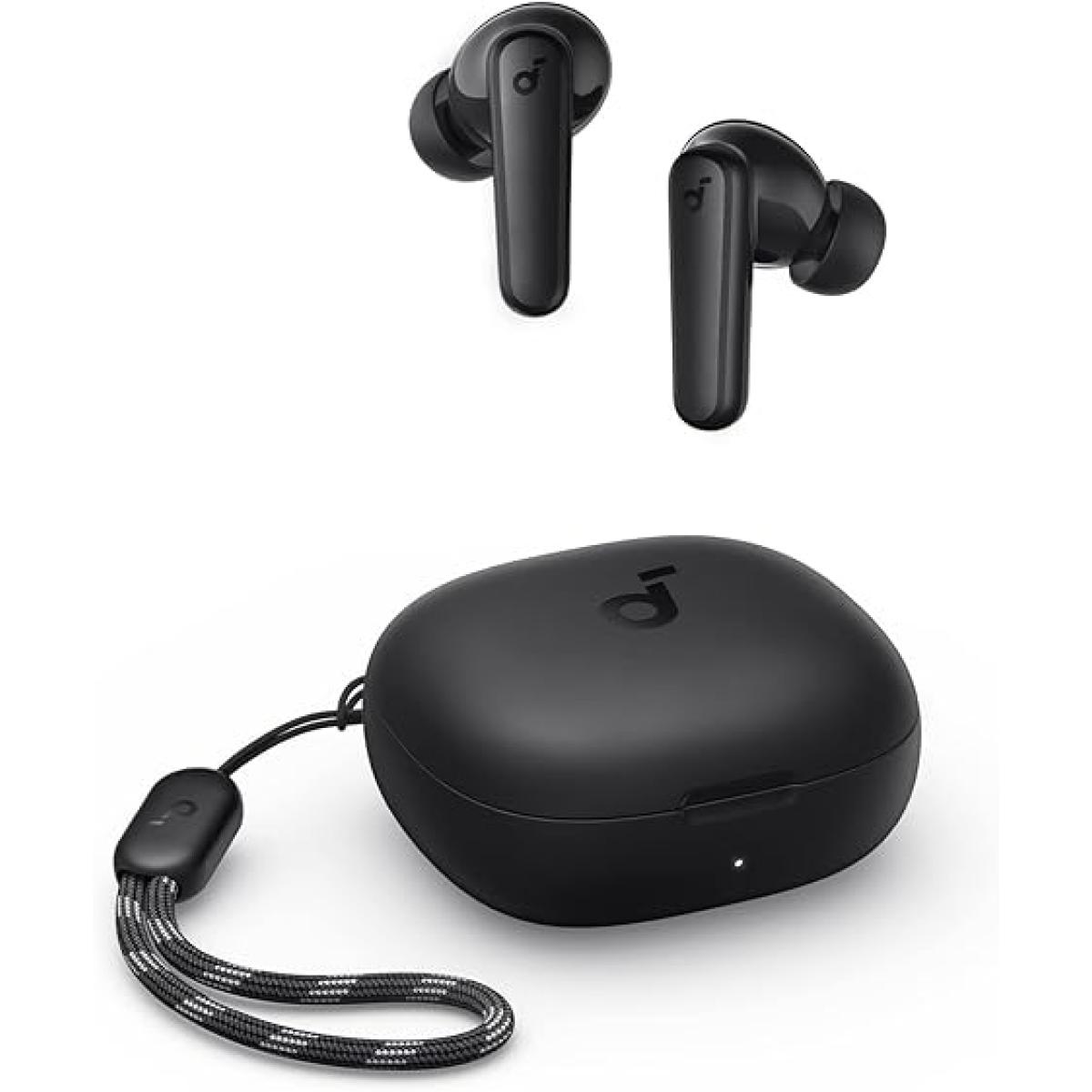 Soundcore By Anker R50i True Wireless Earbuds 10mm Drivers, Big Bass, Bluetooth 5.3, 30H Playtime, IPX5-Water Resistant, AI Clear Calls with 2 Mics, 22 Preset EQs via App, Black