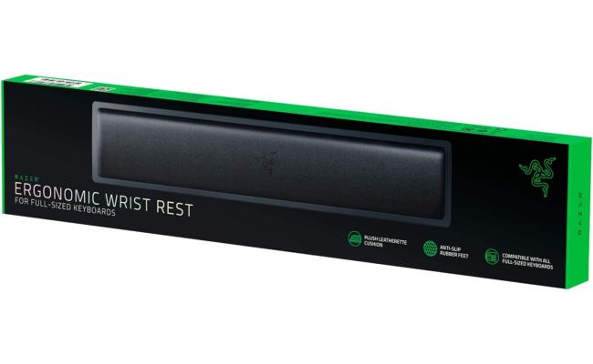 Razer Ergonomic Wrist Rest for Faux Leather Full-Sized Keyboards w/ Anti-Slip Rubber Base & Angled Incline - Classic Black