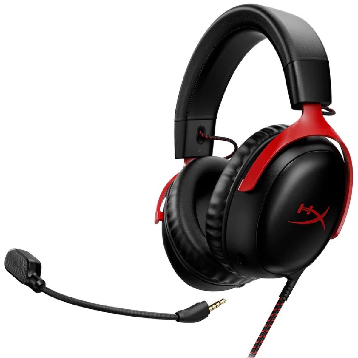 HyperX Cloud III DTS:X Spatial Virtual 3D Surround Sound Gaming Headset w/ Improved Bass & Superior Noise-cancelling Mic Quality & Onboard Controls , Multiplatform Compatibility (USB-C, USB-A, and 3.5mm) - Black & Red