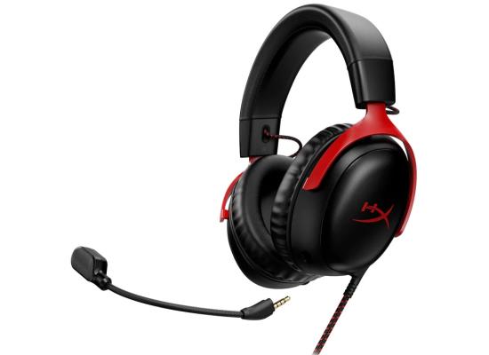 HyperX Cloud III DTS:X Spatial Virtual 3D Surround Sound Gaming Headset w/ Improved Bass & Superior Noise-cancelling Mic Quality & Onboard Controls , Multiplatform Compatibility (USB-C, USB-A, and 3.5mm) - Black & Red