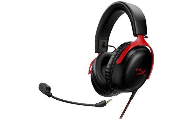 HyperX Cloud III DTS:X Spatial Virtual 3D Surround Sound Gaming Headset w/ Improved Bass & Superior Noise-cancelling Mic Quality & Onboard Controls , Multiplatform Compatibility (USB-C, USB-A, and 3.5mm) - Black & Red