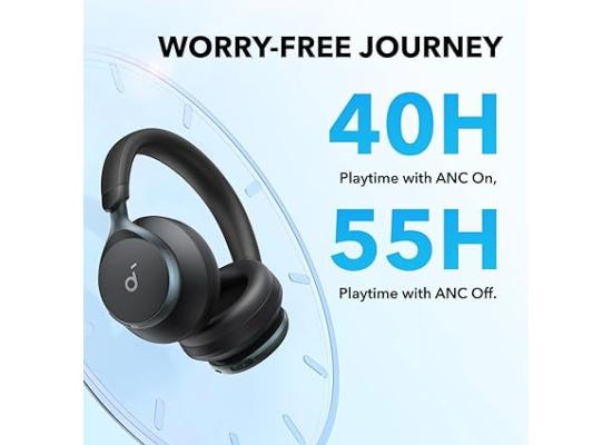 Soundcore by Anker, Space One, Active Noise Cancelling Headphones, 2X Stronger Voice Reduction, 40H ANC Playtime, App Control, LDAC Hi-Res Wireless Audio, Comfortable Fit, Clear Calls, Bluetooth 5.3