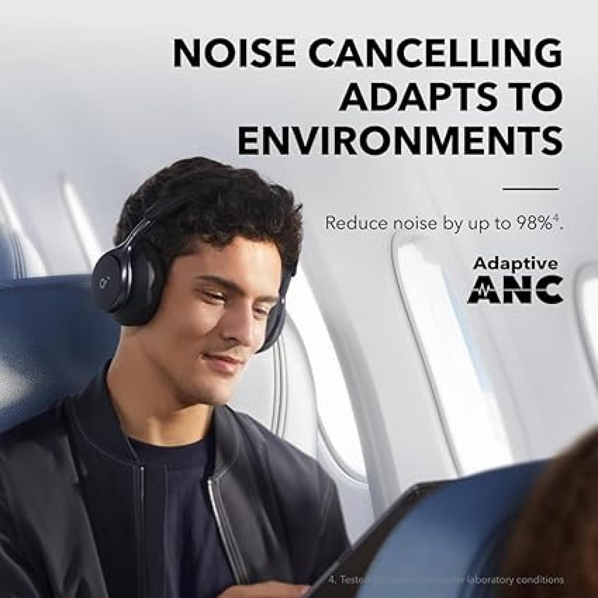 Soundcore by Anker, Space One, Active Noise Cancelling Headphones, 2X Stronger Voice Reduction, 40H ANC Playtime, App Control, LDAC Hi-Res Wireless Audio, Comfortable Fit, Clear Calls, Bluetooth 5.3