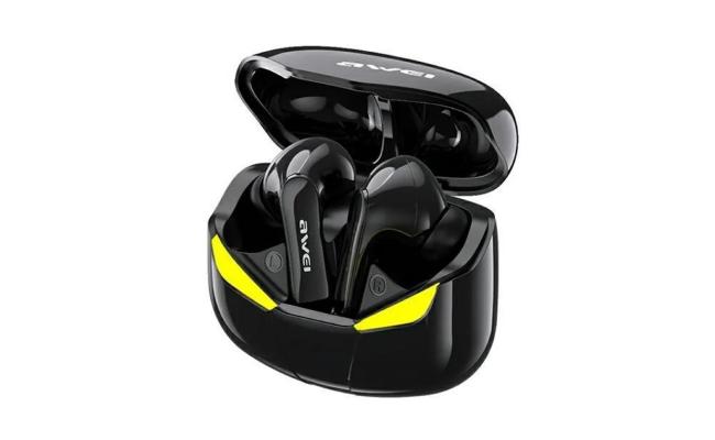 AWEI T35 Gaming Earbuds with Microphone, Wireless Bluetooth High Sensitivity Headphones with Game/Music Mode Breath Lights and 45 ms Ultra Low Latency