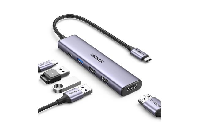 UGREEN CM478 USB-C to HDMI HUB Adapter, USB-A 3.0, 2x USB-A 2.0, PD