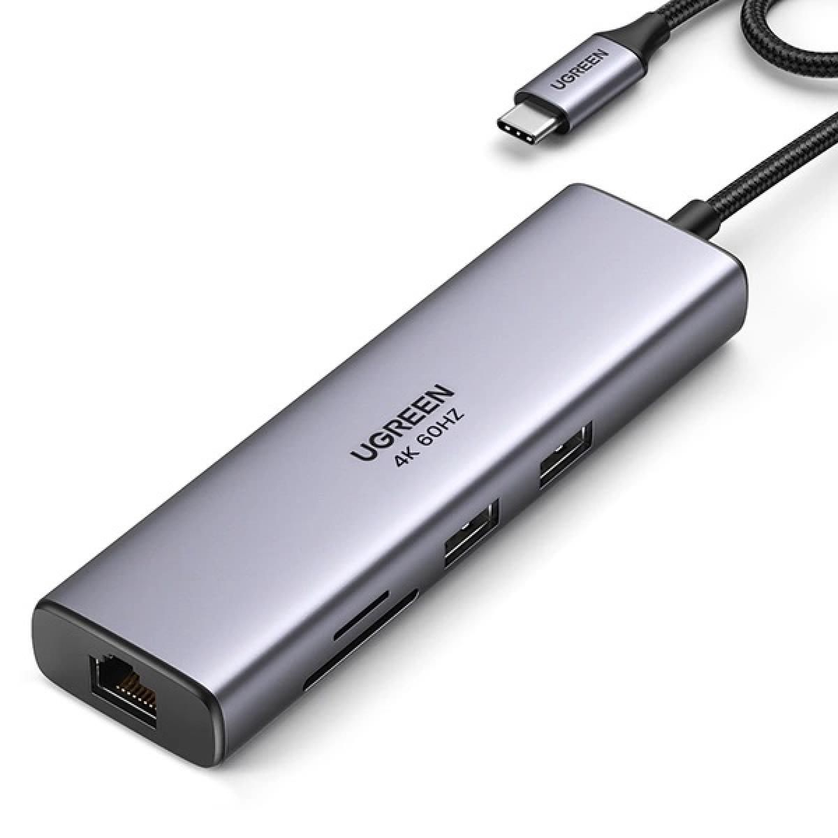 UGREEN 7-in-1 4K HDMI USB C Hub 7-in-1 Multiport Adapter, 4K@60Hz HDMI to USB C, 100W PD, SD/TF Card Reader, 2 USB 3.0 Ports, MacBook Docking Station Compatible with Mac M1, M2, iPad, Steam Deck