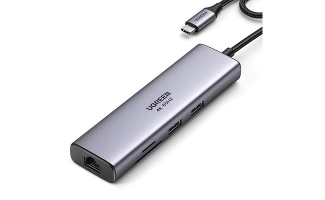 UGREEN 7-in-1 4K HDMI USB C Hub 7-in-1 Multiport Adapter, 4K@60Hz HDMI to USB C, 100W PD, SD/TF Card Reader, 2 USB 3.0 Ports, MacBook Docking Station Compatible with Mac M1, M2, iPad, Steam Deck