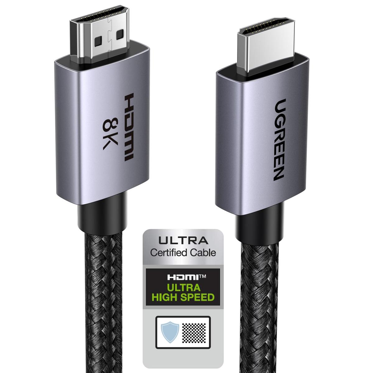 UGREEN 8K Mini HDMI To Hdmi Cable 2.1 2M, Ultra High Speed Braided HDMI Cord 10K 8K@60Hz 4K@240Hz, HDR10 HDCP 2.2&2.3