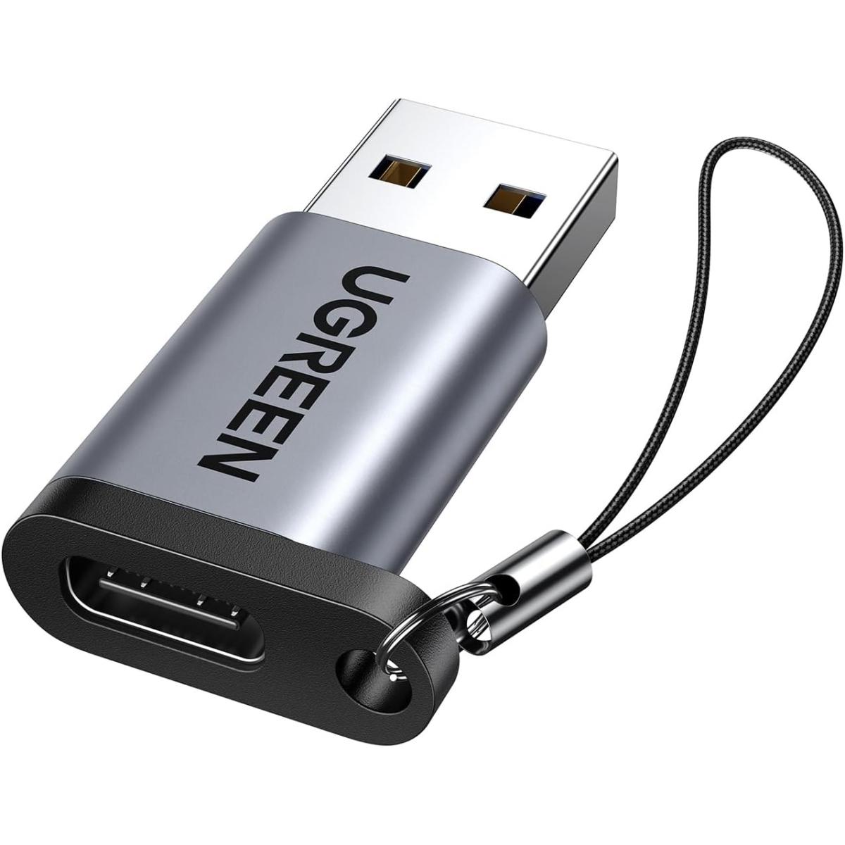 UGREEN 10Gbps USB C Female to USB Male Adapter Type C to USB A Charger Cable Converter Compatible with Apple Watch iPhone 15 14 13 AirPods 3 MacBook Samsung Galaxy Google Pixel etc Gray