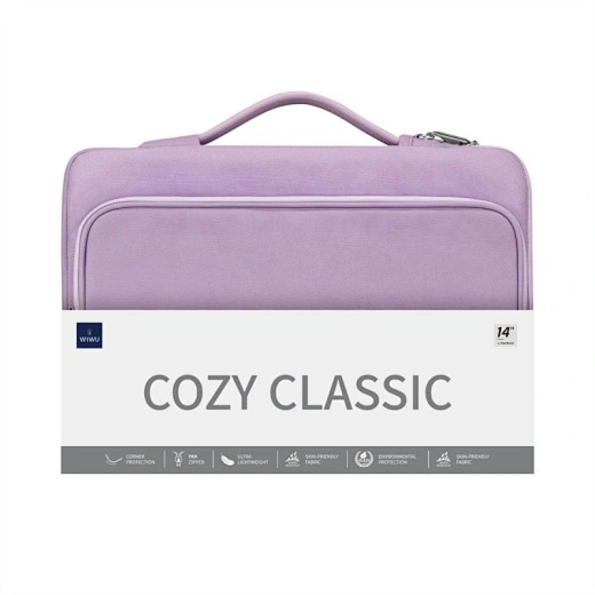 WiWU Cozy Classic Waterproof Polyester Laptop Sleeve Anti-drop Design Notebook handbag-Pink