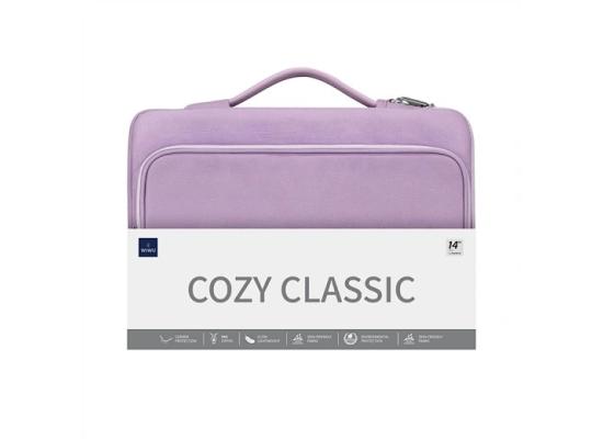 WiWU Cozy Classic Waterproof Polyester Laptop Sleeve Anti-drop Design Notebook handbag-Pink
