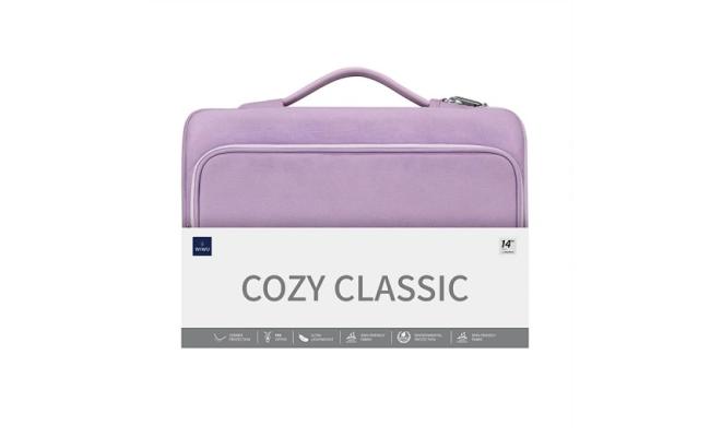 WiWU Cozy Classic Waterproof Polyester Laptop Sleeve Anti-drop Design Notebook handbag-Pink