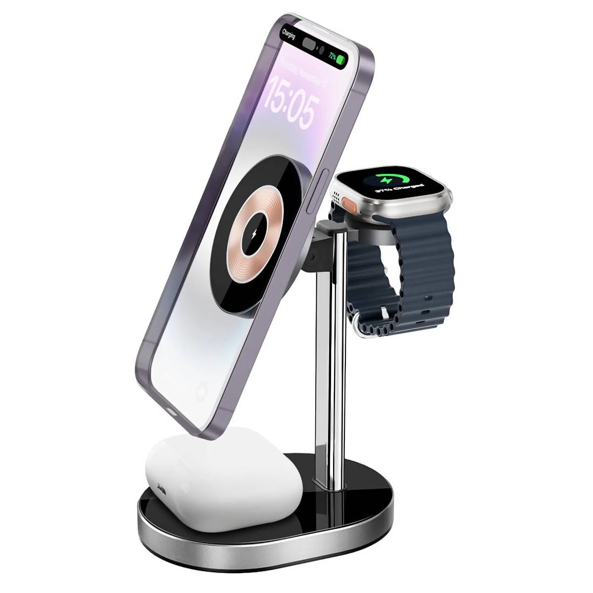 WIWU Wi-W003 Light Shadow 3 In 1 Wireless Charger - Black