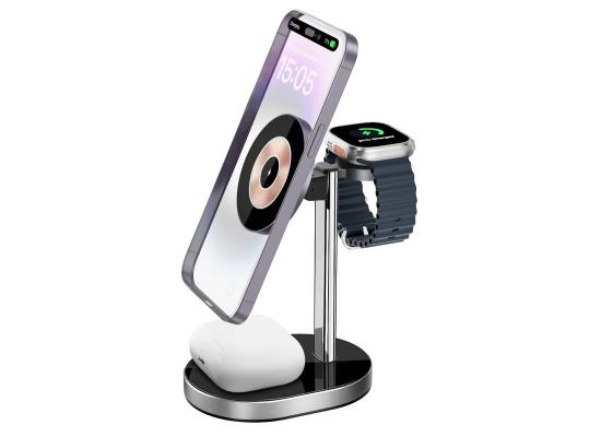 WIWU Wi-W003 Light Shadow 3 In 1 Wireless Charger - Black