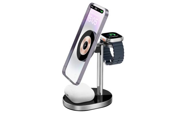 WIWU Wi-W003 Light Shadow 3 In 1 Wireless Charger - Black