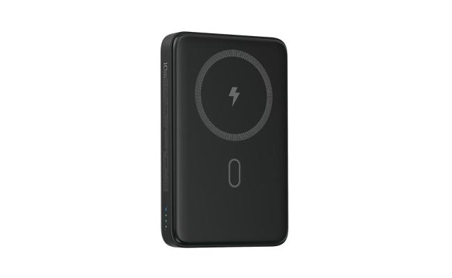 Wiwu Wi-P043 Magnetic Power Bank - Wireless Portable Charger for Smartphone with USB-C Input, Wireless Output, Type-C Port with Stand | Portable Phone Charger (Black)