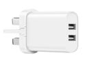 WIWU ELECTROPRIME compatible for WIWU Wi-U003 Quick Series Dual USB Charger with 3 in 1 USB Charging Data Cable Set, UK Plug(White)