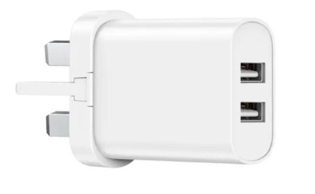 WIWU ELECTROPRIME compatible for WIWU Wi-U003 Quick Series Dual USB Charger with 3 in 1 USB Charging Data Cable Set, UK Plug(White)