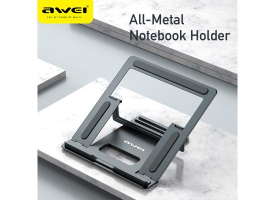 AWEI X30 Metal Desktop Holder 4-Gear Adjustment Folding Laptop Stand Heat-dissipation Hollow Design Holder For PC iPad Bracket