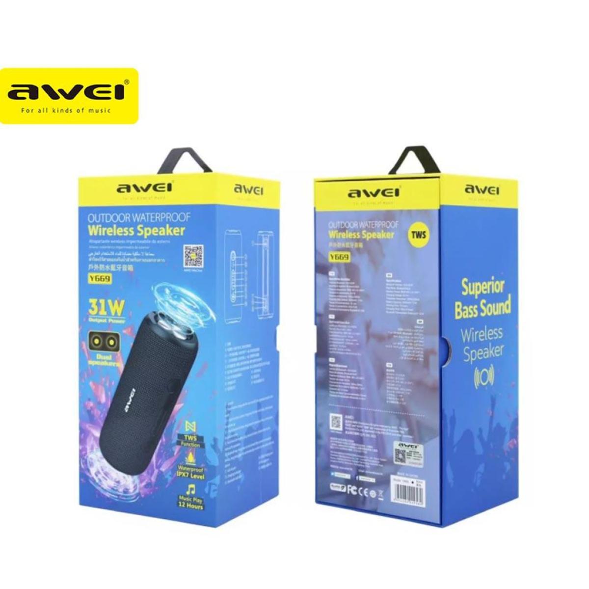 AWEI Y669 Outdoor Bluetooth 5.0 Speaker Portable Sound Box Super Power 3D Stereo Surround Sound Interconnection Speakers