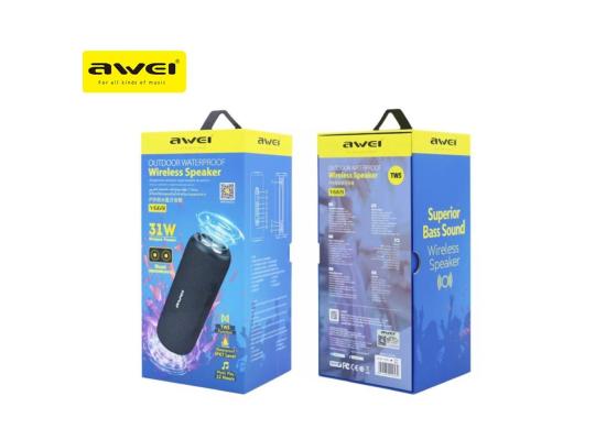 AWEI Y669 Outdoor Bluetooth 5.0 Speaker Portable Sound Box Super Power 3D Stereo Surround Sound Interconnection Speakers