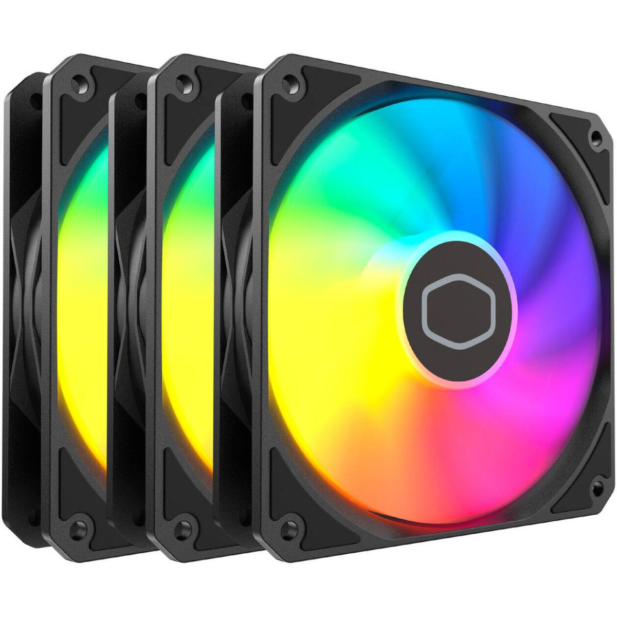 Cooler Master MasterFan MF120 Lite ARGB 3-Pack (Black) 3 IN 1 Stylish High-Performance & Silent Operation LED Fans With Controller