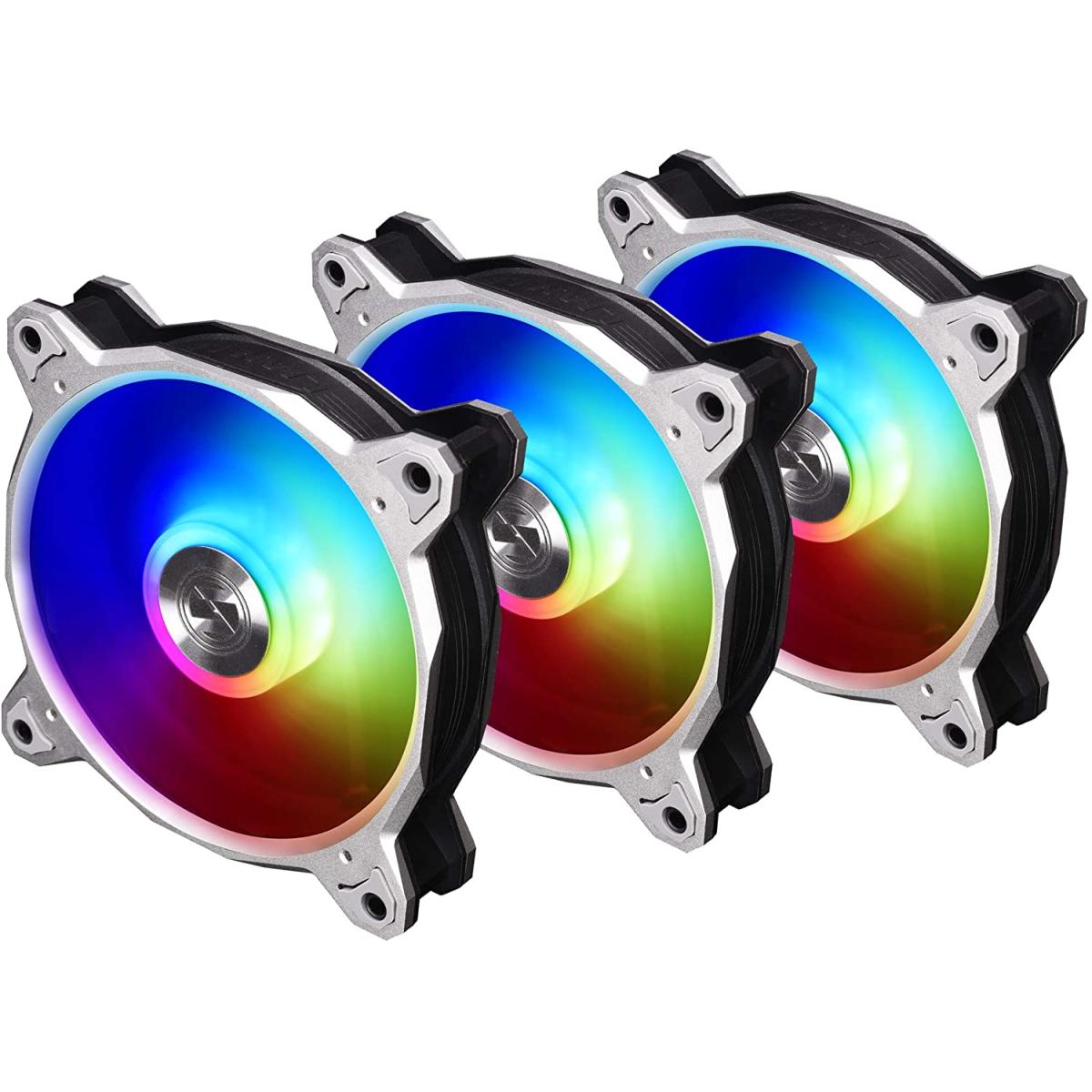 LIAN LI Bora Digital Series RGB 120mm ARGB LED PWM Fan, 3 Fans Pack - (Silver Or Black Or Space Grey Colors) Frame