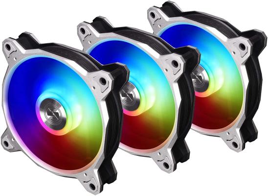 LIAN LI Bora Digital Series RGB 120mm ARGB LED PWM Fan, 3 Fans Pack - (Silver Or Black Or Space Grey Colors) Frame