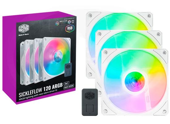 Cooler Master SickleFlow 120 ARGB White Edition 3 IN 1 High-Performance Fans With Controller New Frame With Updated Lighting