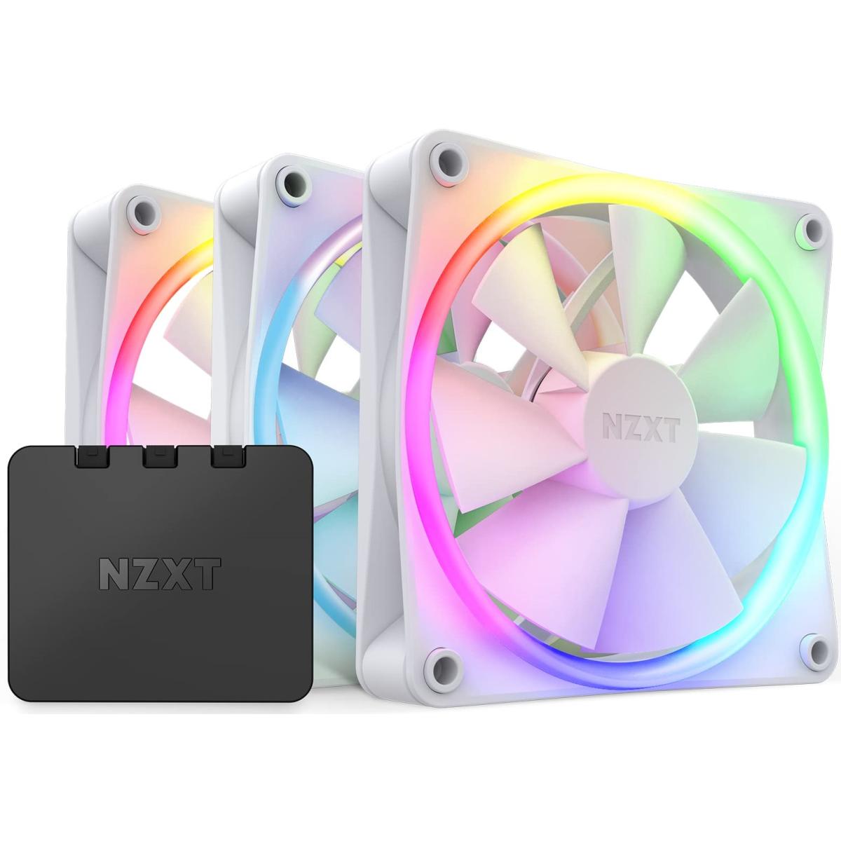NZXT F120 RGB 3IN1(White) PWM Airflow Fans & Controller w/ Smart Frame Design & Anti-Vibration Rubber Corners