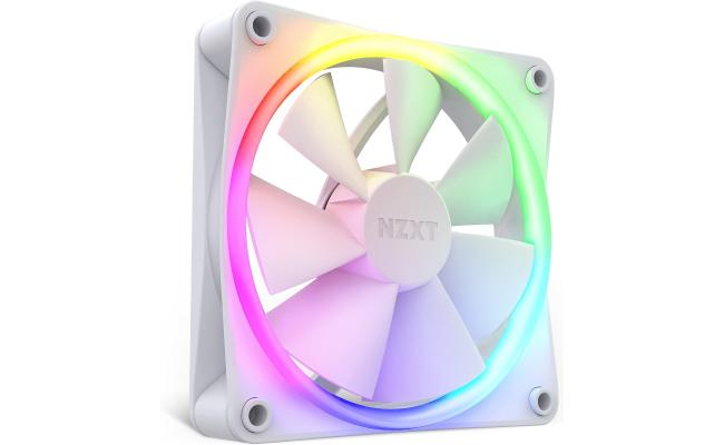NZXT F140 RGB Single (White) PWM Airflow Fans & Controller w/ Smart Frame Design & Anti-Vibration Rubber Corners