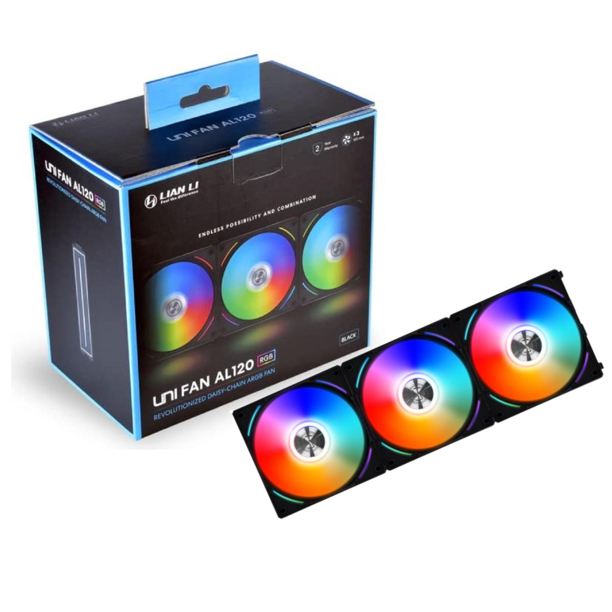 Lian Li UNI Fan AL120 Kit 3 Packs Black W/ Controller (ARGB 120mm LED PWM Daisy-Chain)