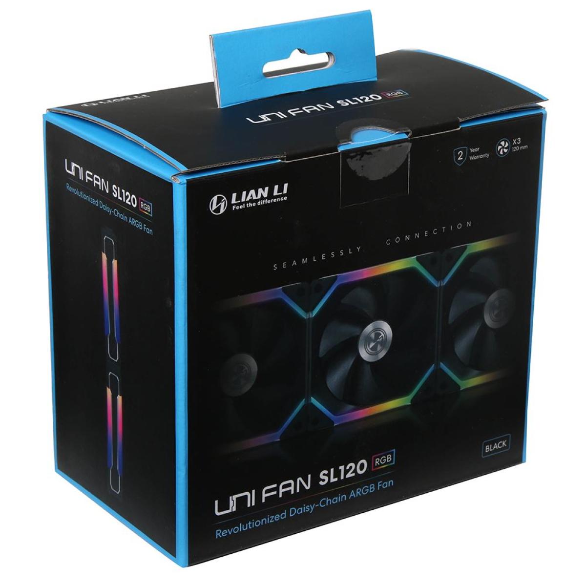 Lian Li UNI Fan SL120 Kit 3 Packs Black W/ Controller (ARGB 120mm LED PWM Daisy-Chain)