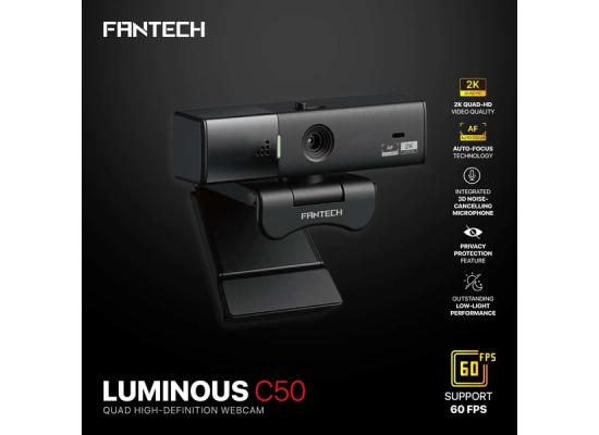 Fantech Luminous C50 Quad High-Definition Webcam 2K Quad-HD Support 60 FPS & 3D Noise Cancelling Mic