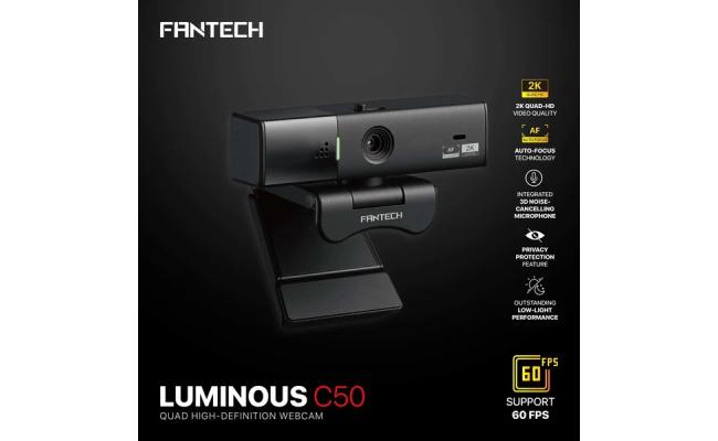 Fantech Luminous C50 Quad High-Definition Webcam 2K Quad-HD Support 60 FPS & 3D Noise Cancelling Mic