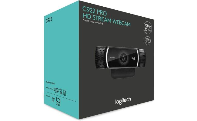 Logitech C922 Pro HD Stream Webcam, 1080p@30FPS, 720p@60FPS Camera for Streaming & Gaming Sessions, Comes w/ Tripod