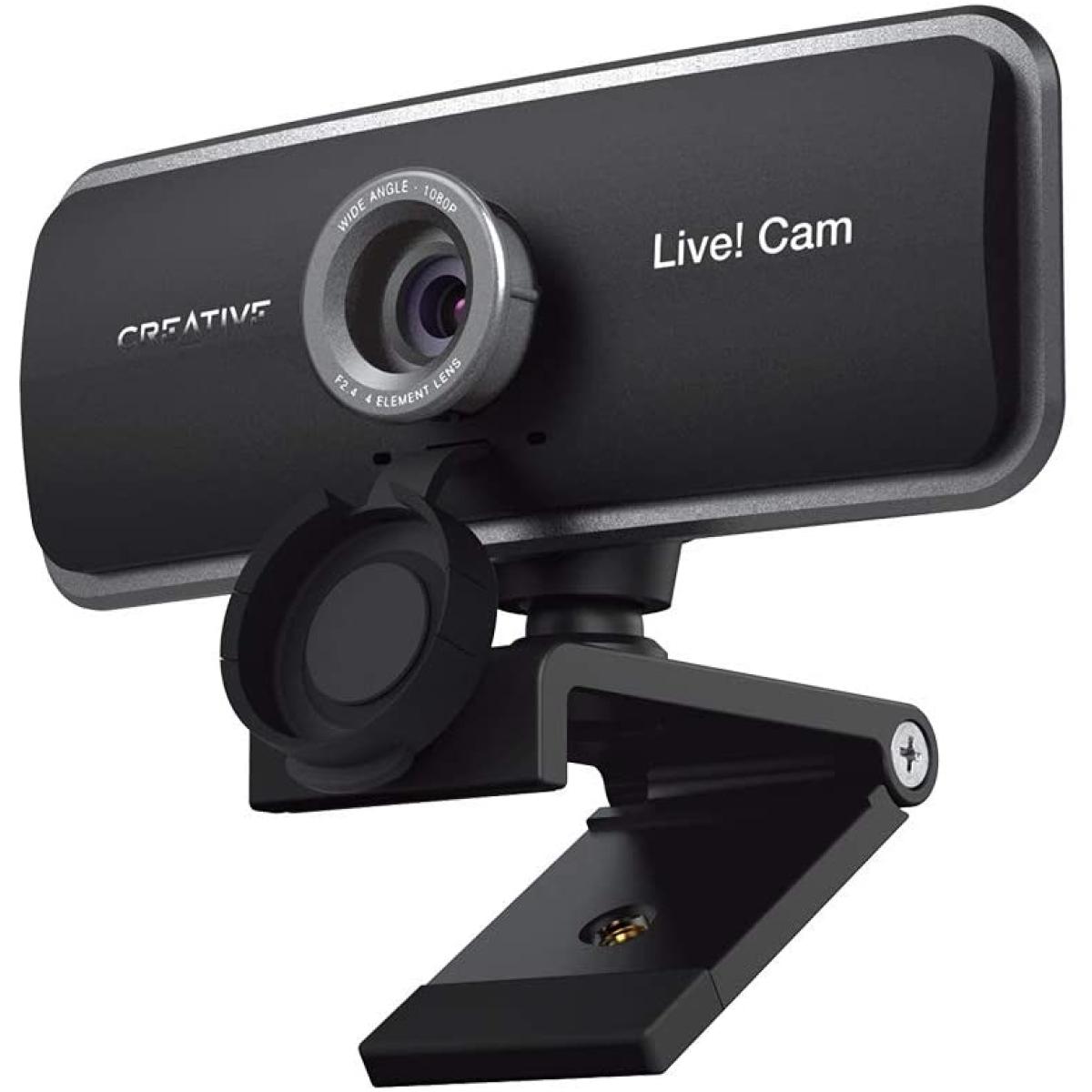 Creative Live! Cam Sync 1080p Full HD Wide-Angle USB Webcam with Dual Built-in Mic, Privacy Lens Cap, Universal Tripod Mount, High-res Video Calling, Recording, Streaming for PC or Mac