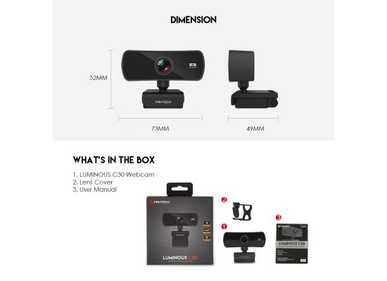 Fantech Luminous C30 QUAD HD WEBCAM (2560X1440),4MP,Ultra Wide Veiwing Angle 106 Degrees ,For Streamers & Youtubers