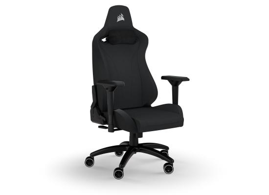 CORSAIR TC200 Fabric Gaming Chair Relaxed Seat Style, High-Density Foam, Breathable & Soft Cloth, Full Steel Frame, 4D Armrests, Memory Foam Neck & Lumbar Pillow, Up To 120mm Height Range, Up To 121KG Weight, 90-180° Recline - Black/Black
