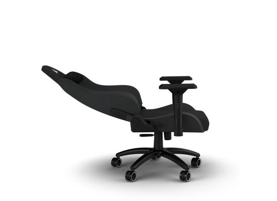 CORSAIR TC200 Fabric Gaming Chair Relaxed Seat Style, High-Density Foam, Breathable & Soft Cloth, Full Steel Frame, 4D Armrests, Memory Foam Neck & Lumbar Pillow, Up To 120mm Height Range, Up To 121KG Weight, 90-180° Recline - Black/Black