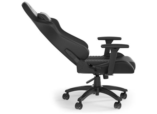 CORSAIR TC100 RELAXED Leather Gaming Chair Relaxed Seat Style, High-Density Foam, Breathable Leatherette, Steel Frame, 2D Armrests, Memory Foam Neck & Lumbar Pillow, Up To 100mm Height Range, Up To 120KG Weight, 90-160° Recline - Black/Black