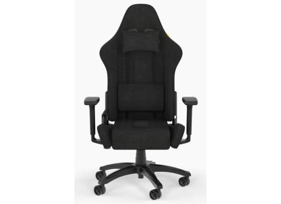 CORSAIR TC100 RELAXED Fabric Gaming Chair Relaxed Seat Style, High-Density Foam, Breathable & Soft Cloth, Steel Frame, 2D Armrests, Memory Foam Neck & Lumbar Pillow, Up To 100mm Height Range, Up To 120KG Weight, 90-160° Recline - Black/Black