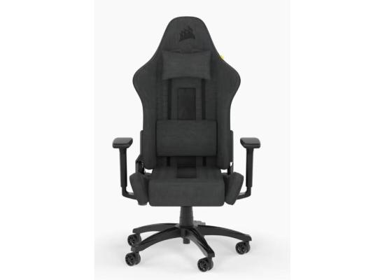 CORSAIR TC100 RELAXED Fabric Gaming Chair Relaxed Seat Style, High-Density Foam, Breathable & Soft Cloth, Steel Frame, 2D Armrests, Memory Foam Neck & Lumbar Pillow, Up To 100mm Height Range, Up To 120KG Weight, 90-160° Recline - Black/Grey