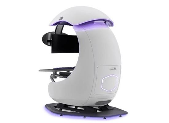 Cooler Master ORB X - Fully Immersive ARGB Multi-purpose Station, Semi-Enclosed Cockpit Station, Support Up To Three 27" Monitors, Ergonomic Recliner, Adjustable Headrest, Lumbar Support & seating positions -Black & White