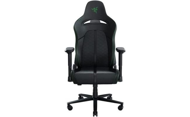Razer Iskur V2 (Black & Green) Essential Leather Ergonomic Gaming Chair w/ High Density Foam, Optimized Cushion Density, 2D Armrests, Built-In Lumbar Arch, Up To 136kg Max Weight & Up to 152° Recline