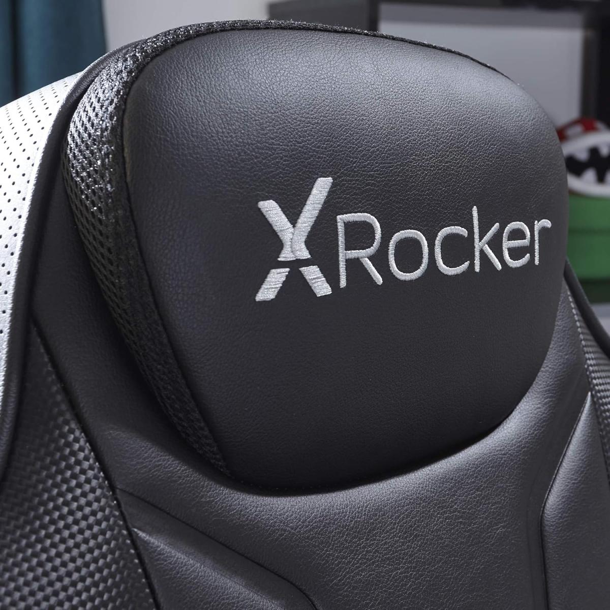 X-Rocker Monsoon RGB 4.1 Audio Pedestal Gaming Chair, 4.1 Surround Sound Light Up Gaming Seat w/ 30 Neo Motion RGB Settings, Bluetooth Wireless Speakers, Subwoofer and Vibration, Padded Armrests Faux Leather - BLACK