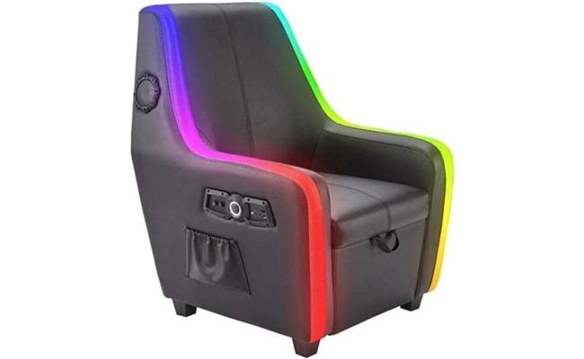 X-Rocker Premier Maxx RGB 4.1 Audio Gaming Armchair, Gaming Chair with Ottoman Storage for Ultimate Gaming Set Up. 4 Speakers 1 Subwoofer, Neo Motion 30 RGB LED Lighting Options