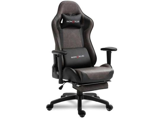 NOKAXUS Gaming Chair w/ Strong Metal Frame, High Density Foam, Leather, Reclining 90-180 Degrees, Footrest, 2D Armrest, Head Pillow & Waist (USB Massage Function) Cushion, Weight Load (100-160 Kg)  - Brown
